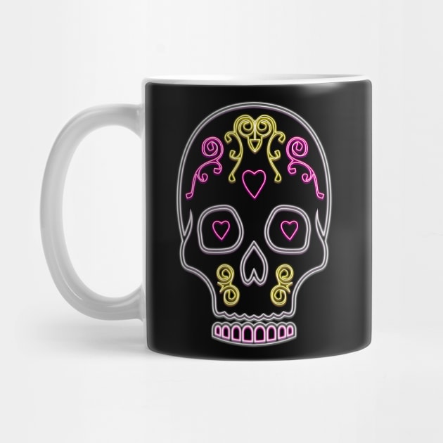 Neon Skull Dio De Los Muertos by superdupertees